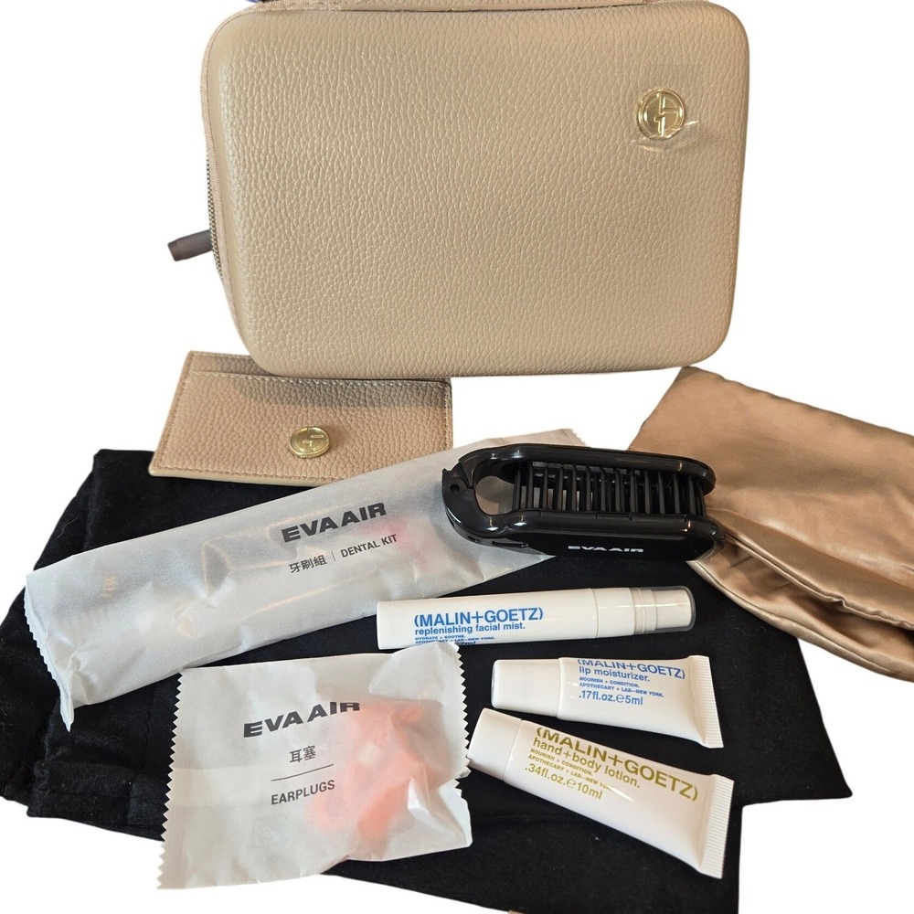 Giorgio Armani EVA Air Toiletry Kit Bag Pouch Case Velvet Drawstring Travel NWT